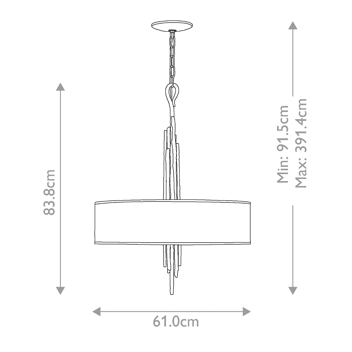 Люстра подвесная с широким белым текстильным абажуром и вертикальными декоративными элементами Hinkley в Тюмени