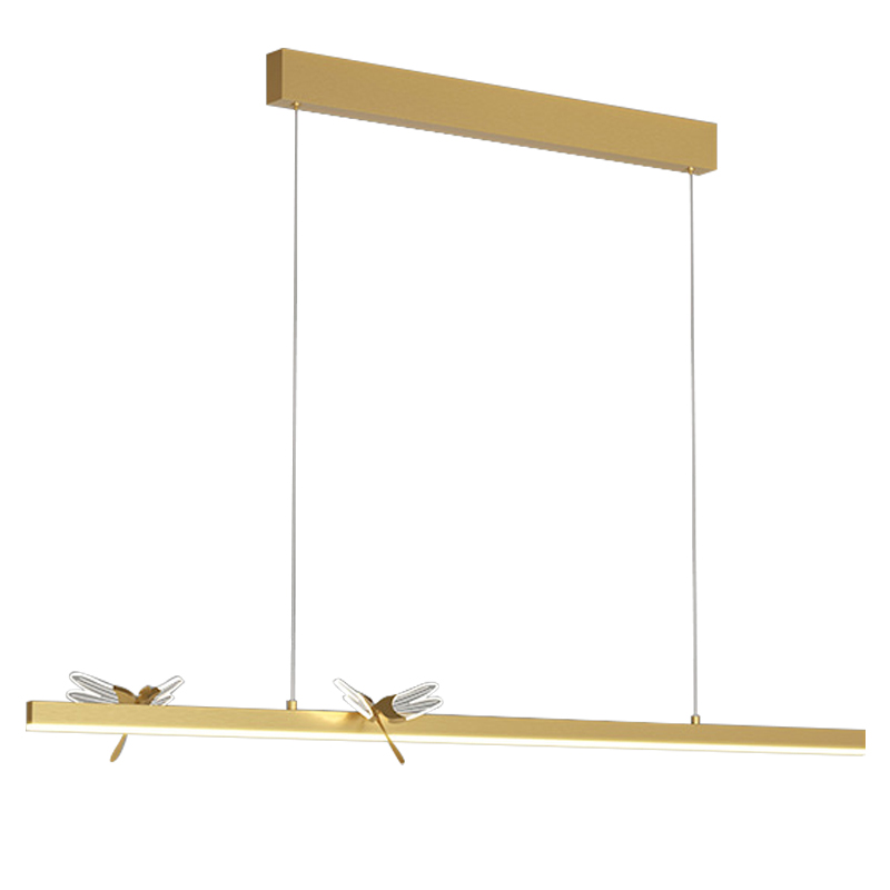 Линейный светильник со стрекозами Dragonfly Linear Chandelier Gold Золотой Прозрачный Линейный светильник со стрекозами Dragonfly Linear Chandelier Gold Золотой Прозрачный в Тюмени | Loft Concept