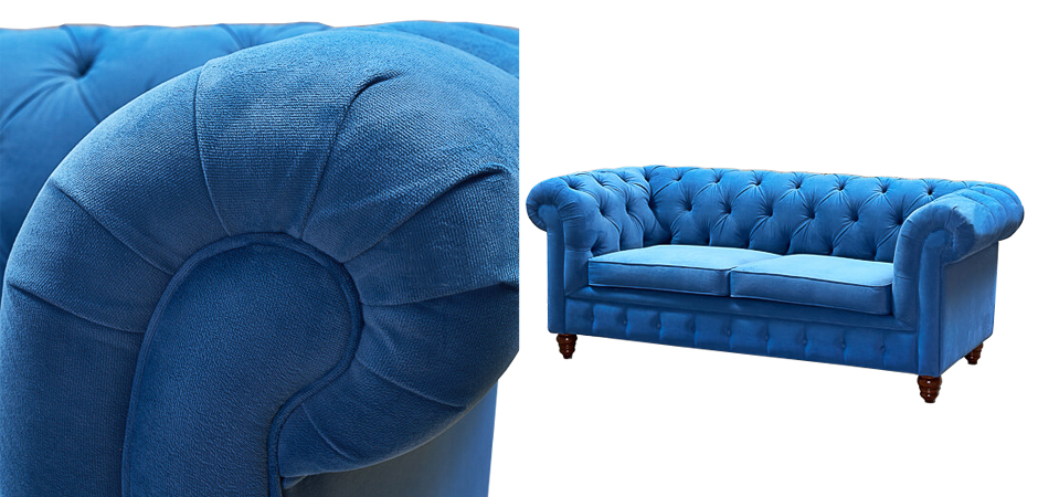 Диван Mini Kensington double blue velor Диван Mini Kensington double blue velor - Loft-Concept в Тюмени