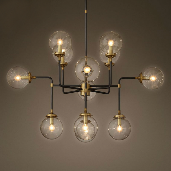 Люстра Bistro Globe Clear Glass Chandelier 12 Черный Люстра Bistro Globe Clear Glass Chandelier 12 Черный в Тюмени | Loft Concept