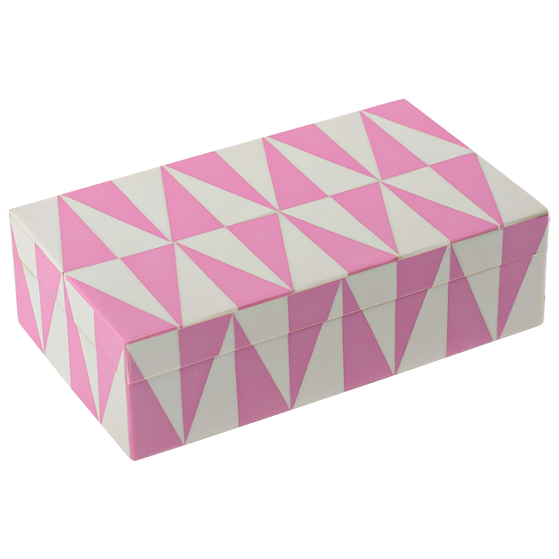 Шкатулка Pink Triangles Bone Inlay Box Розовый Белый Шкатулка Pink Triangles Bone Inlay Box Розовый Белый в Тюмени | Loft Concept