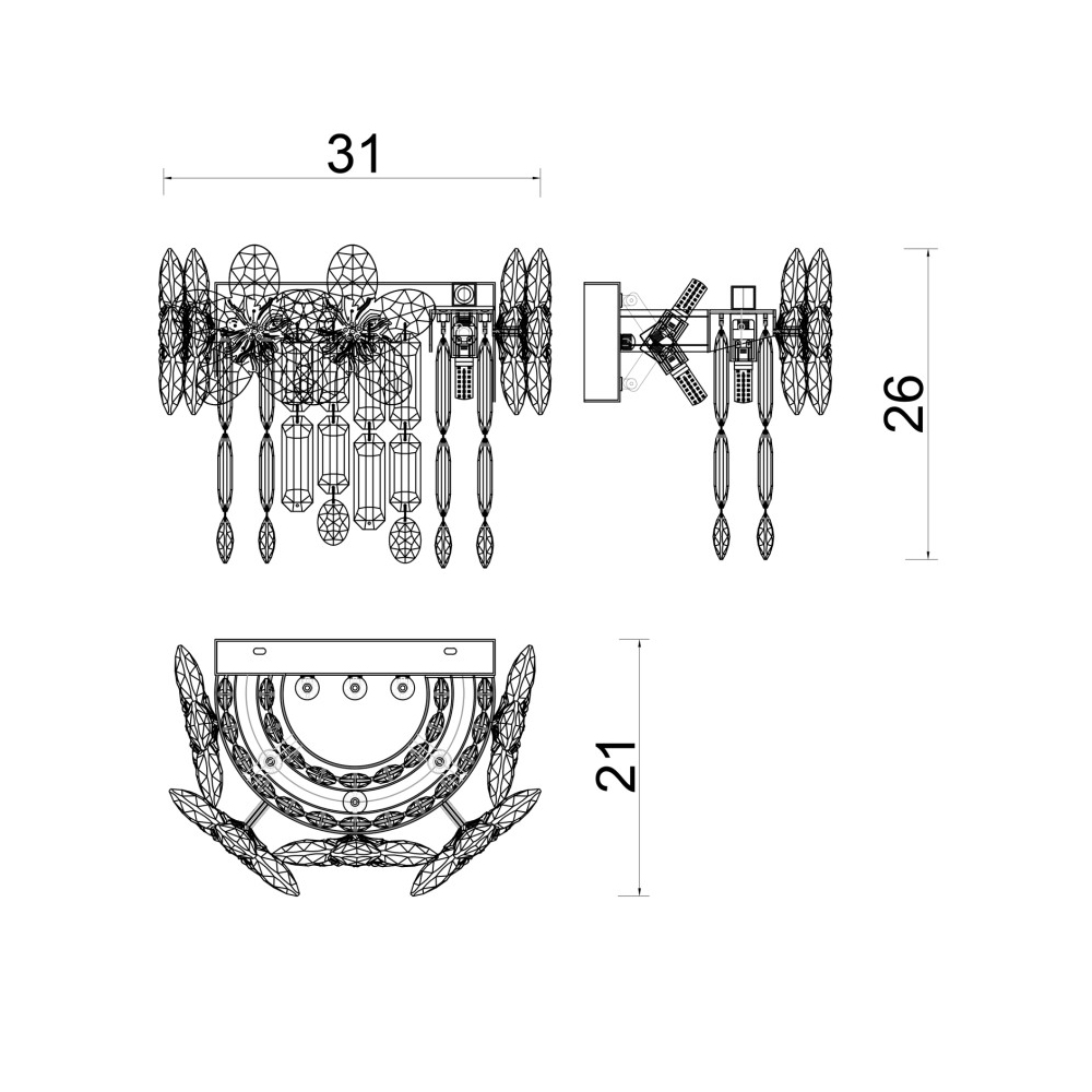 Бра с декоративными элементами в виде крупных хрустальных цветов Palace Gardens в Тюмени