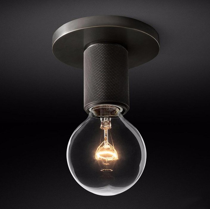Потолочный светильник RH Utilitaire Socket Flushmount Black Темная бронза Потолочный светильник RH Utilitaire Socket Flushmount Black Темная бронза в Тюмени | Loft Concept