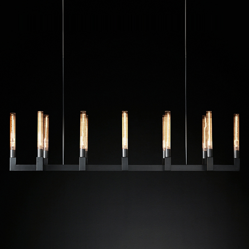 Люстра RH CANELLE Linear Chandelier 12 Modern Black Черный матовый Люстра RH CANELLE Linear Chandelier 12 Modern Black Черный матовый в Тюмени | Loft Concept