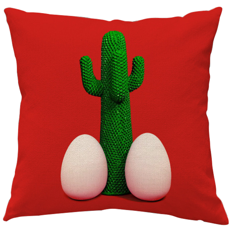 Декоративная подушка Seletti Cushion God Cactus Красный Зеленый Белый Декоративная подушка Seletti Cushion God Cactus Красный Зеленый Белый в Тюмени | Loft Concept