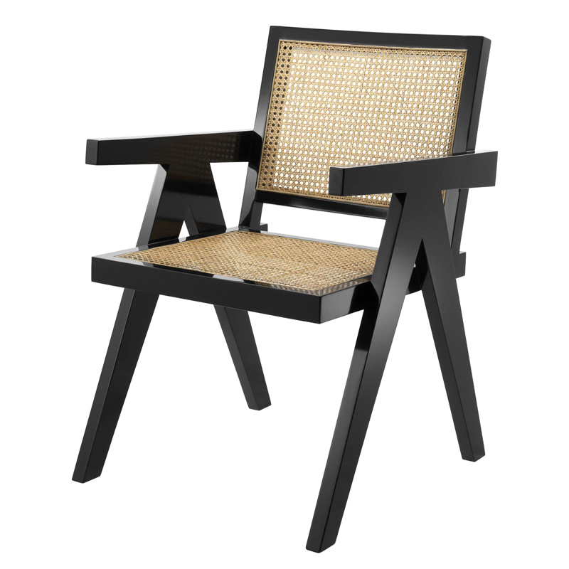 Стул Eichholtz Dining Chair Adagio Черный Бежевый Стул Eichholtz Dining Chair Adagio Черный Бежевый в Тюмени | Loft Concept