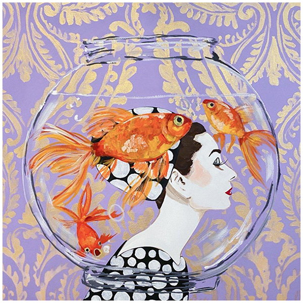 Картина Audrey Fishbowl on Lavender Damask Background Мульти Картина Audrey Fishbowl on Lavender Damask Background Мульти в Тюмени | Loft Concept