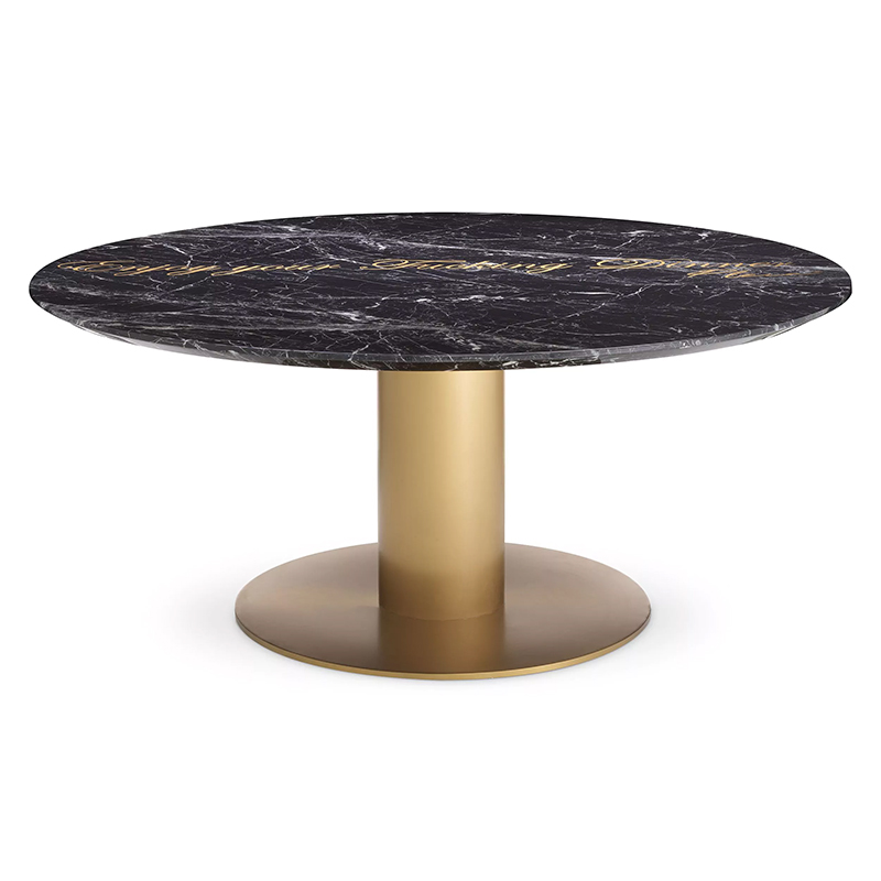 Круглый обеденный стол c чёрной мраморной столешницей Philipp Plein Dining Table Enjoy Черный Мрамор Nero Золотой Круглый обеденный стол c чёрной мраморной столешницей Philipp Plein Dining Table Enjoy Черный Мрамор Nero Золотой в Тюмени | Loft Concept