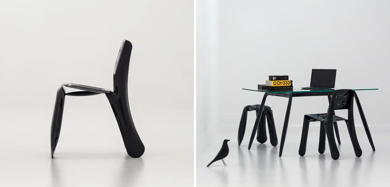 Стул Chippensteel 0.5 Polished Black Glossy Color Carbon Steel Seating by Zieta - фото