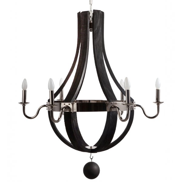 Люстра RH Wine Barrel chandelier Polished nickel Черный Люстра RH Wine Barrel chandelier Polished nickel Черный в Тюмени | Loft Concept