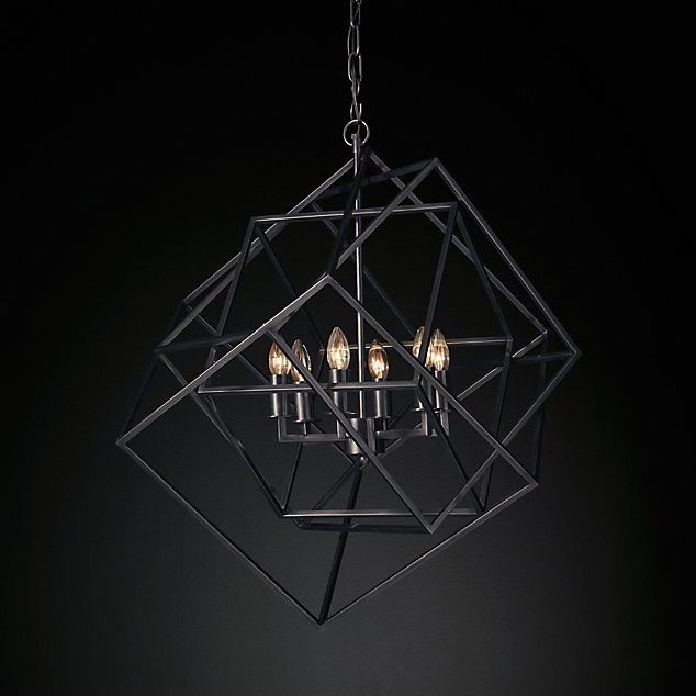 Люстра RH Caged Cubist Pendant black Черный Люстра RH Caged Cubist Pendant black Черный в Тюмени | Loft Concept