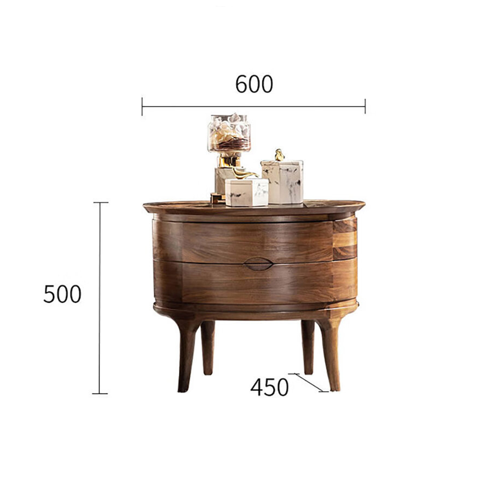 Прикроватный столик из дерева с 2-мя ящиками Moon Walnut Furniture Прикроватный столик из дерева с 2-мя ящиками Moon Walnut Furniture в Тюмени
