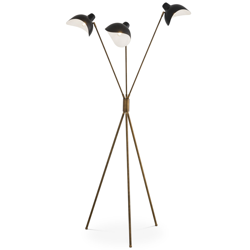 Торшер Eichholtz Floor Lamp Costner Черный Латунь Античная полированная в Тюмени | Loft Concept 