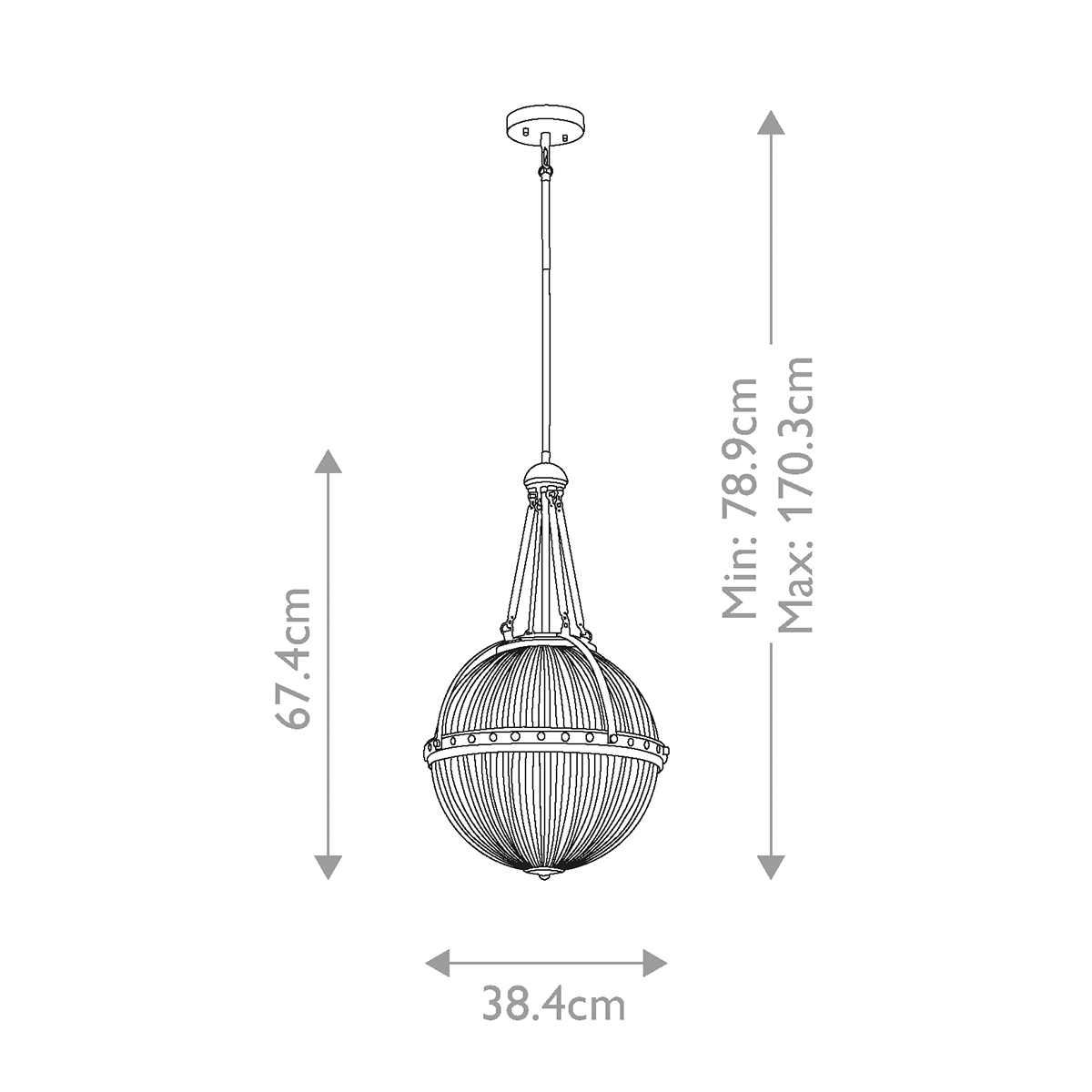 Подвесной светильник с рифленым стеклянным плафоном в форме шара Kichler в Тюмени