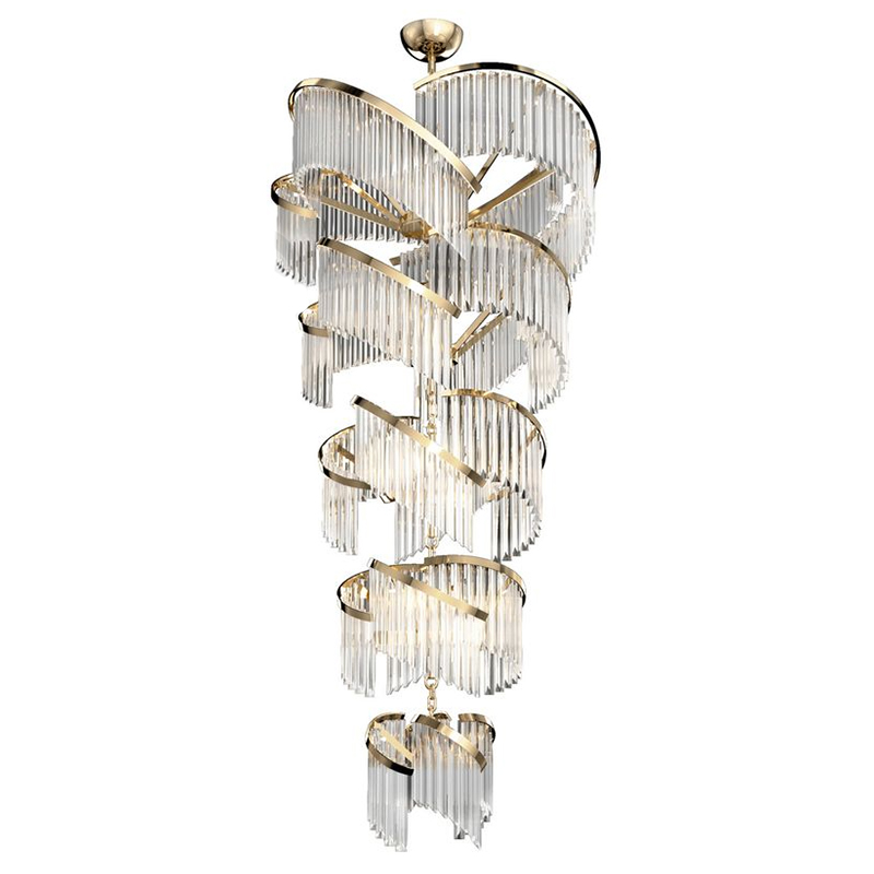 Большая Многоярусная Люстра для Высокого потолка Odeon Large Tiered Chandelier Золотой Прозрачное Стекло Большая Многоярусная Люстра для Высокого потолка Odeon Large Tiered Chandelier Золотой Прозрачное Стекло в Тюмени | Loft Concept