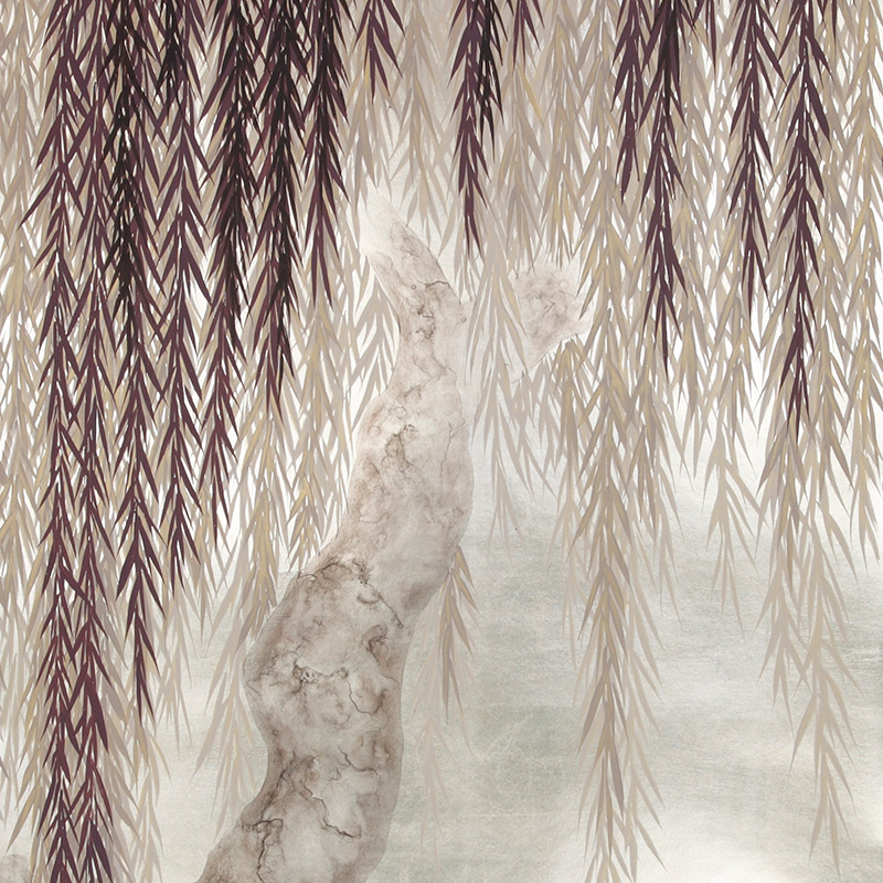 Обои ручная роспись Willow Boysenberry on White Metal gilded paper Обои ручная роспись Willow Boysenberry on White Metal gilded paper в Тюмени | Loft Concept