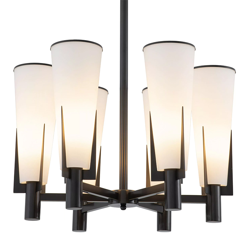 Люстра Eichholtz Chandelier Dino Bronze Белое матовое стекло Черный Темная бронза Люстра Eichholtz Chandelier Dino Bronze Белое матовое стекло Черный Темная бронза в Тюмени | Loft Concept