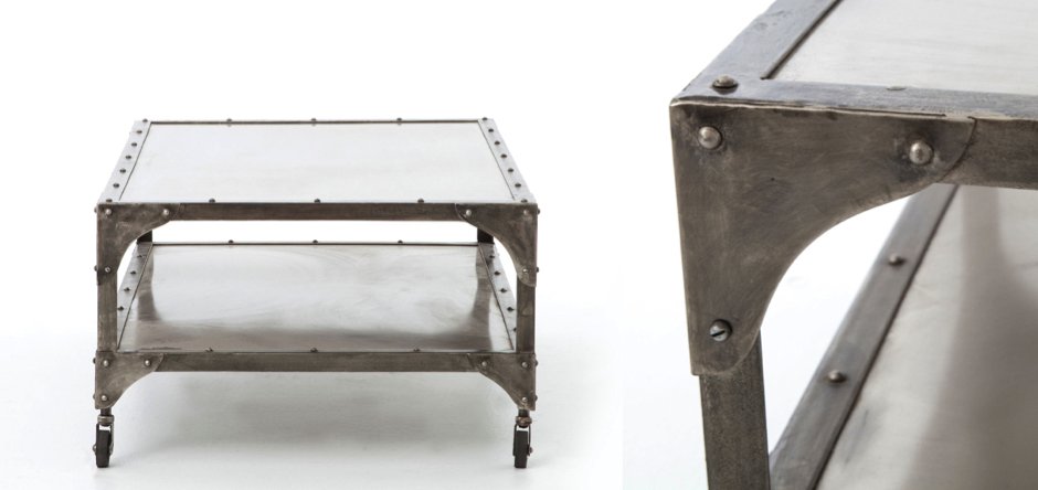 Кофейный стол Industrial Steampunk Nickel Coffee Table Кофейный стол Industrial Steampunk Nickel Coffee Table - Loft-Concept в Тюмени
