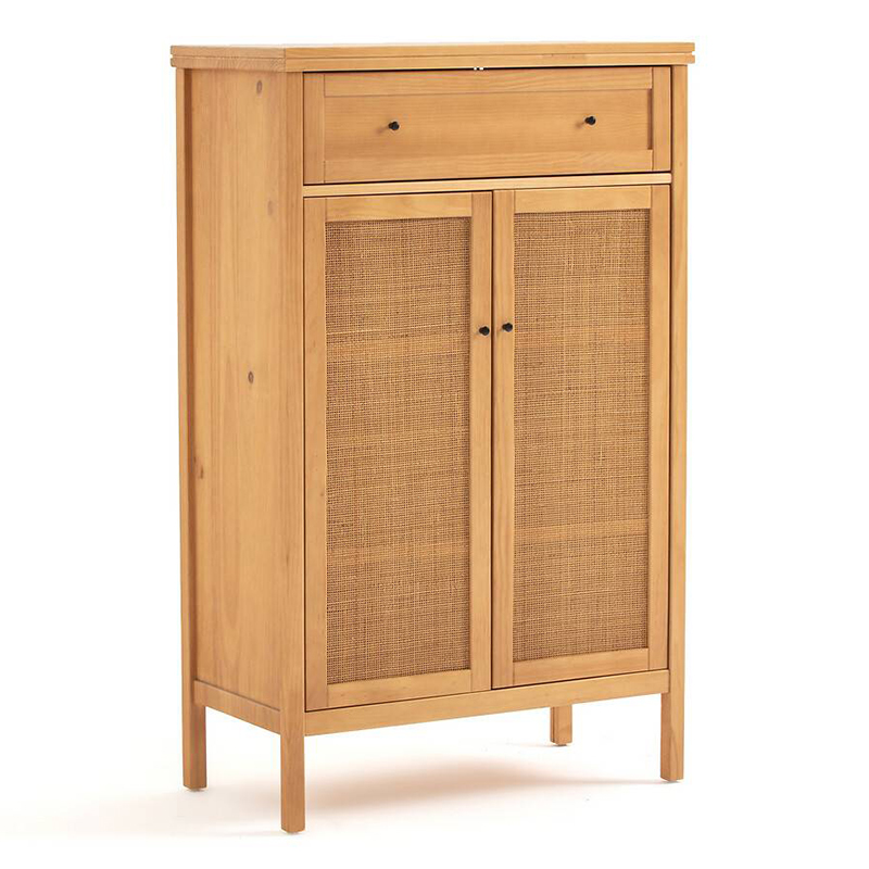 Комод в скандинавском стиле с плетеными дверцами Niels Wicker 3 drawers Светлый дуб Комод в скандинавском стиле с плетеными дверцами Niels Wicker 3 drawers Светлый дуб в Тюмени | Loft Concept