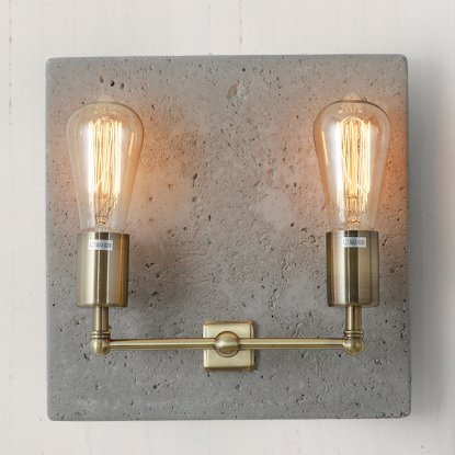 Бра Concrete SocKet Double Bra Латунь Античная полированная Серый бетон Бра Concrete SocKet Double Bra Латунь Античная полированная Серый бетон в Тюмени | Loft Concept