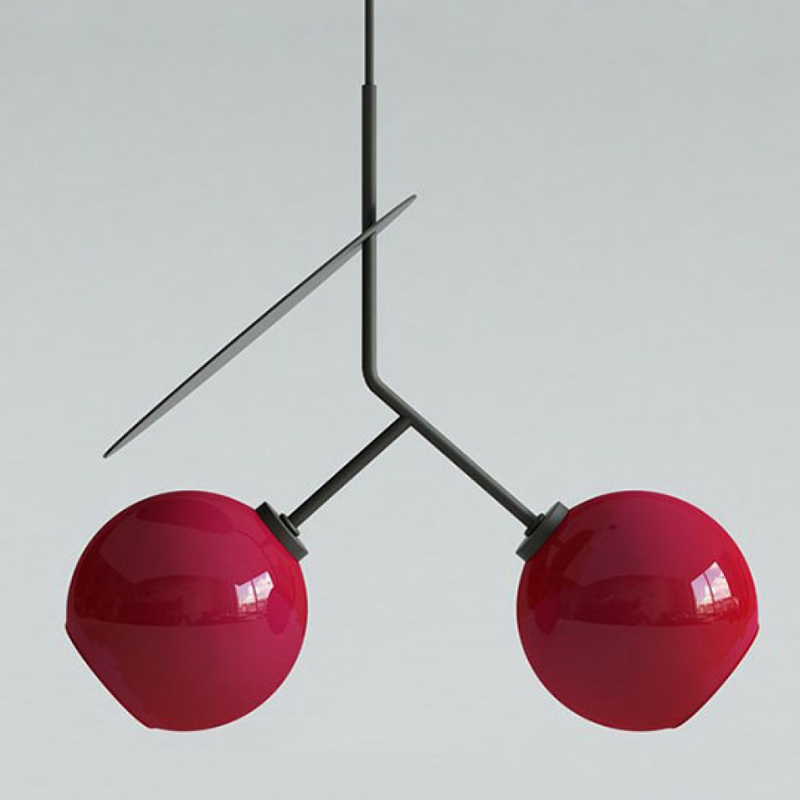 Подвесной светильник Cherry Pendant Double Red Красный Черный Подвесной светильник Cherry Pendant Double Red Красный Черный в Тюмени | Loft Concept