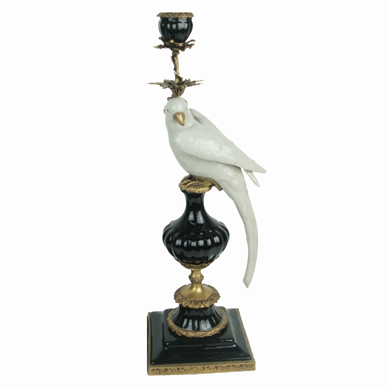 Подсвечник White Parrot Бронза Белый Черный Подсвечник White Parrot Бронза Белый Черный в Тюмени | Loft Concept