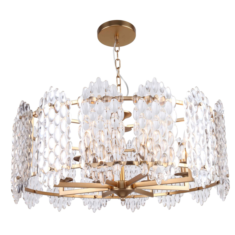 Люстра подвесная Textured Glass Chandelier D71 Глянцевое золото Прозрачное Стекло Люстра подвесная Textured Glass Chandelier D71 Глянцевое золото Прозрачное Стекло в Тюмени | Loft Concept