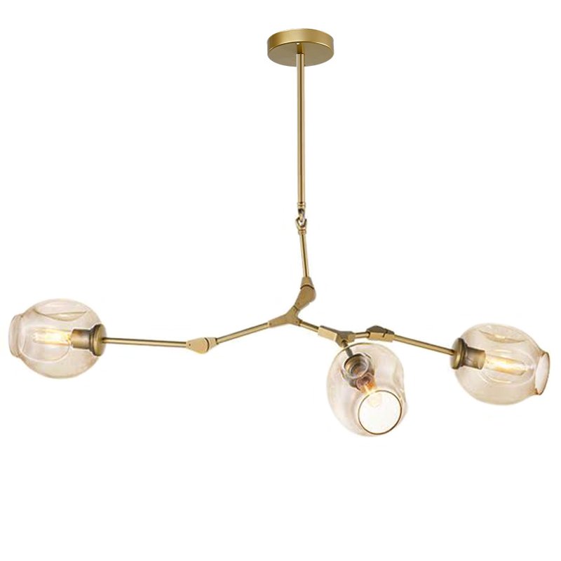 Люстра Сrumpled Glass Bubble Chandelier Gold 3 плафона Прозрачный (Transparent) Янтарь (Amber) Люстра Сrumpled Glass Bubble Chandelier Gold 3 плафона Прозрачный (Transparent) Янтарь (Amber) в Тюмени | Loft Concept
