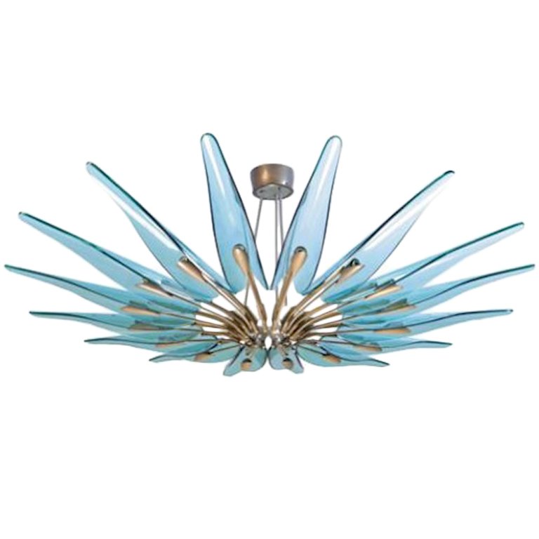 Люстра Large Chandelier Max Ingrand Fontana Arte Золотой Синий Люстра Large Chandelier Max Ingrand Fontana Arte Золотой Синий в Тюмени | Loft Concept