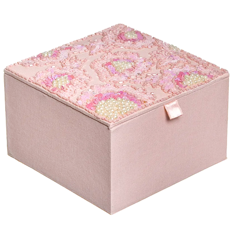 Шкатулка с вышивкой из бисера Fleur Beads Embroidery Box Розовый Шкатулка с вышивкой из бисера Fleur Beads Embroidery Box Розовый в Тюмени | Loft Concept