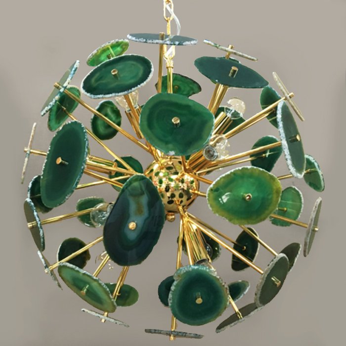 Люстра Agate Burst Chandelier Green Зеленый Золотой Люстра Agate Burst Chandelier Green Зеленый Золотой в Тюмени | Loft Concept
