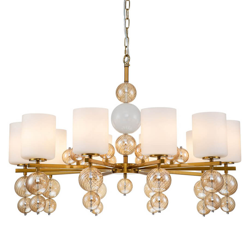 Люстра Blown Glass Balloons Chandelier 10 Латунь Белый Янтарный Люстра Blown Glass Balloons Chandelier 10 Латунь Белый Янтарный в Тюмени | Loft Concept
