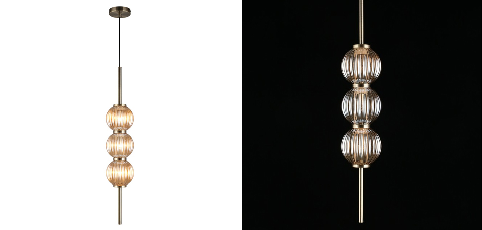 Подвесной светильник Shell Beads с янтарным стеклом Подвесной светильник Shell Beads с янтарным стеклом - Loft-Concept в Тюмени