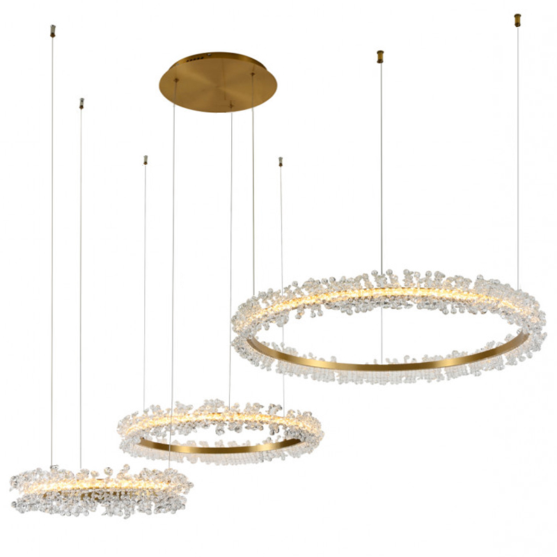 Люстра Crystal round chandelier 3 кольца Латунь Прозрачный Латунь Люстра Crystal round chandelier 3 кольца Латунь Прозрачный Латунь в Тюмени | Loft Concept
