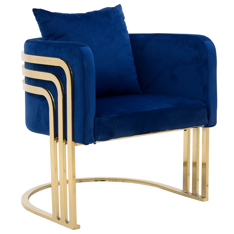 Кресло Custodia Armchair Blue Синий Глянцевое золото Кресло Custodia Armchair Blue Синий Глянцевое золото в Тюмени | Loft Concept