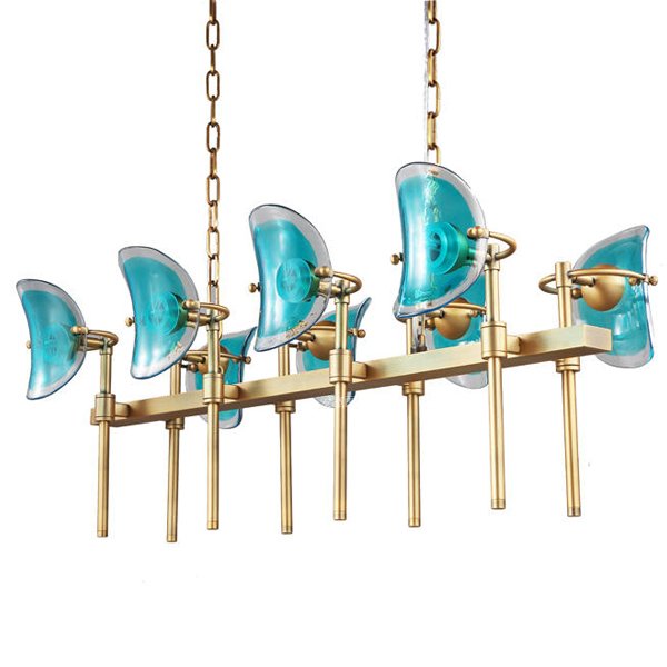 Люстра Lily Turquoise Glass rectangle Золотой Бирюзовый Люстра Lily Turquoise Glass rectangle Золотой Бирюзовый в Тюмени | Loft Concept