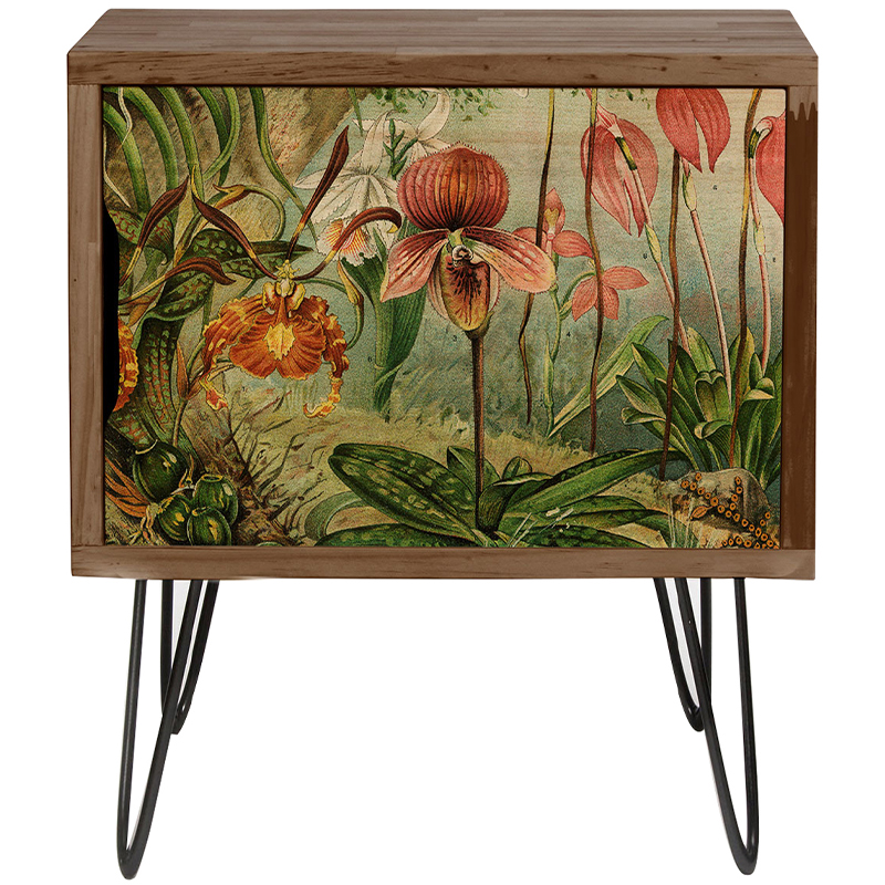 Тумба с цветочным изображением Floral Wood Nightstand 2 Коричневый Зеленый Красный Тумба с цветочным изображением Floral Wood Nightstand 2 Коричневый Зеленый Красный в Тюмени | Loft Concept