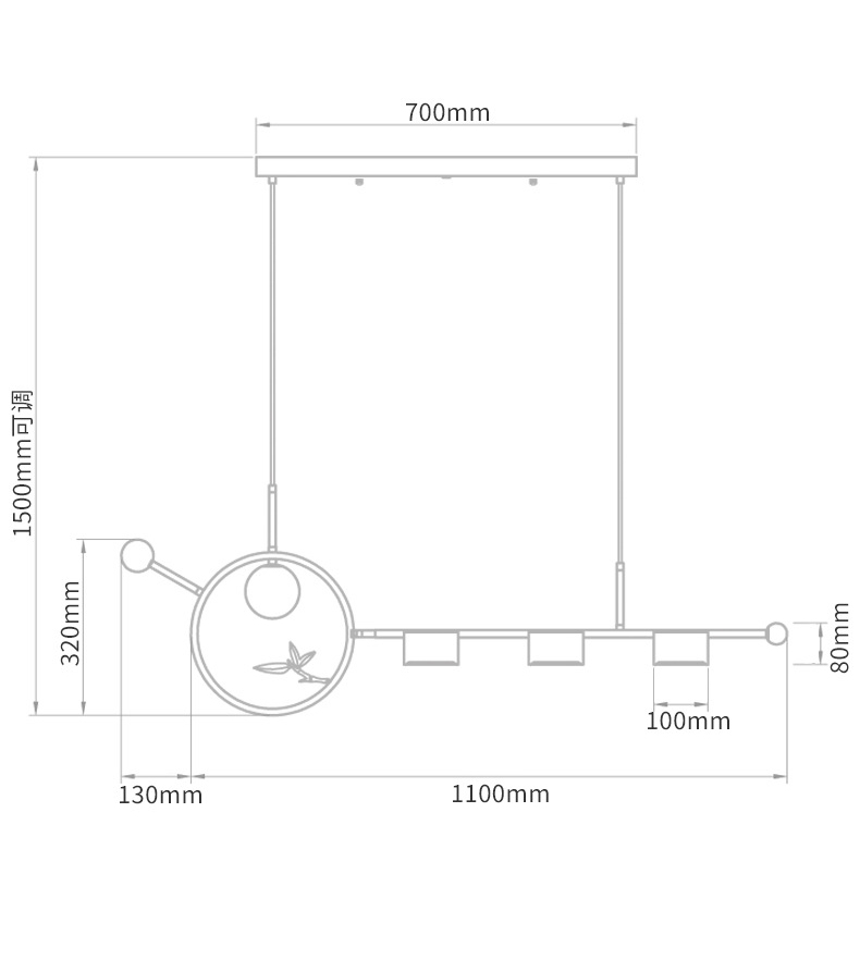 Линейный светильник Metal Wood Ring Leaf Linear Light Линейный светильник Metal Wood Ring Leaf Linear Light в Тюмени