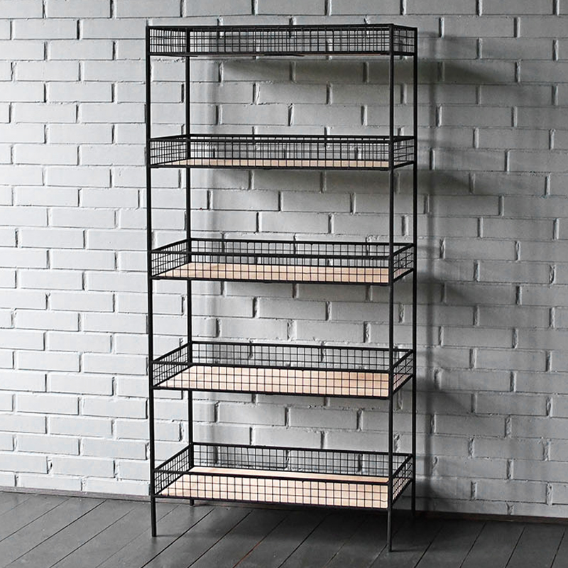 Стеллаж Keith Industrial Metal Rust Rack Черный Древесина Стеллаж Keith Industrial Metal Rust Rack Черный Древесина в Тюмени | Loft Concept