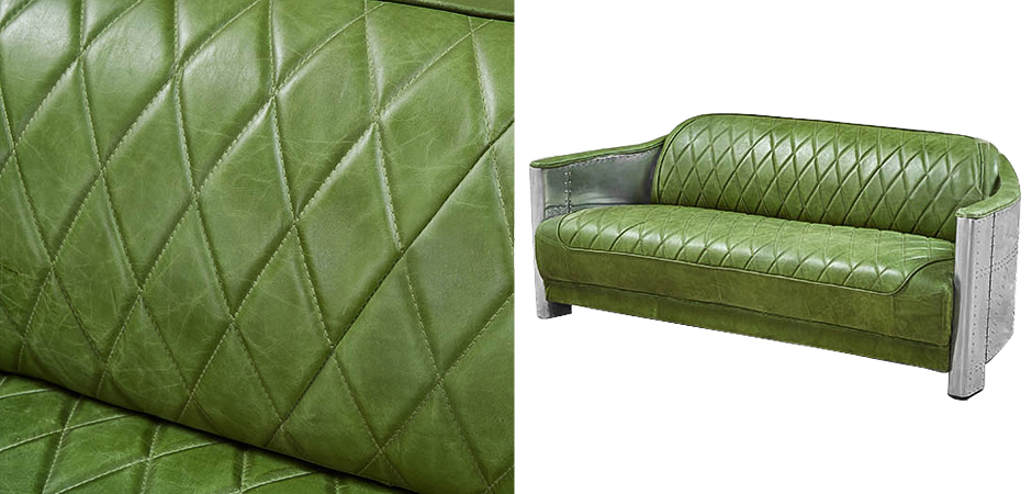 Диван Авиатор Sofa 2 seat зеленая кожа Диван Авиатор Sofa 2 seat зеленая кожа - Loft-Concept в Тюмени