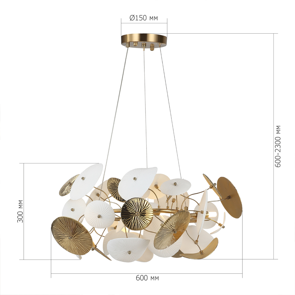 Люстра с белыми и золотистыми цветами Dahlia Flowers Lamp в Тюмени