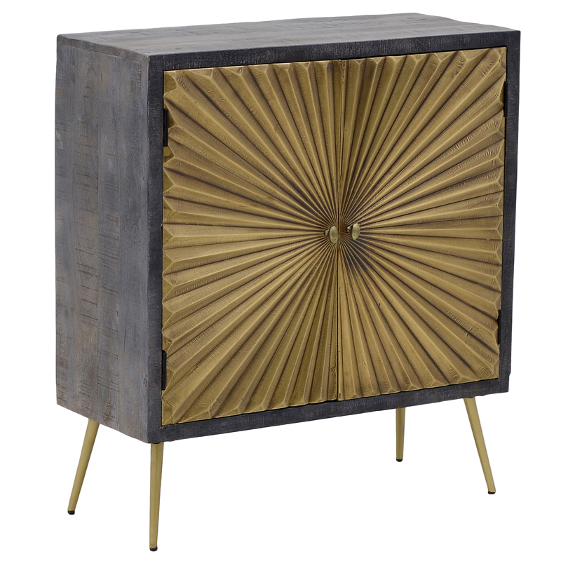 Комод с рельефным фасадом Loritz Sun Chest of Drawers Золотой Черный Комод с рельефным фасадом Loritz Sun Chest of Drawers Золотой Черный в Тюмени | Loft Concept
