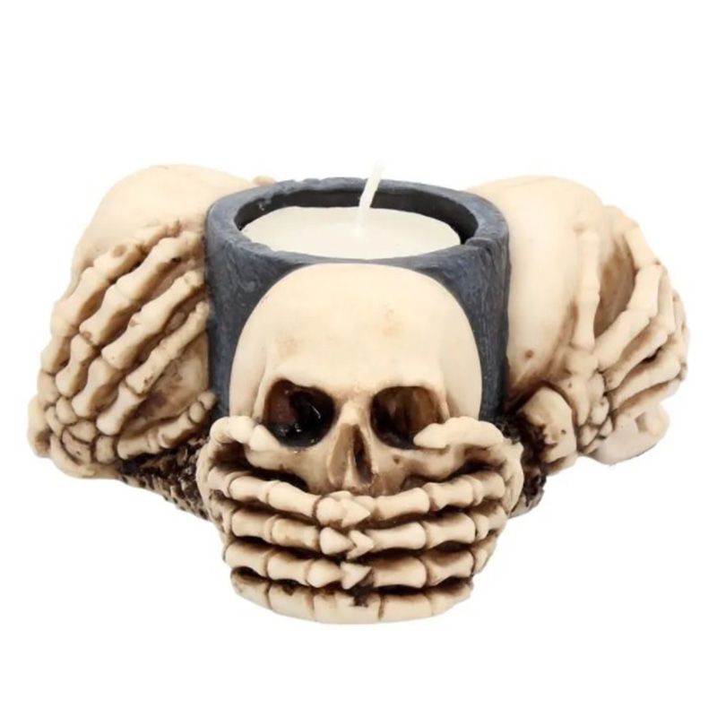 Подсвечник Three Wise Skulls Черный Бежево-серый Подсвечник Three Wise Skulls Черный Бежево-серый в Тюмени | Loft Concept