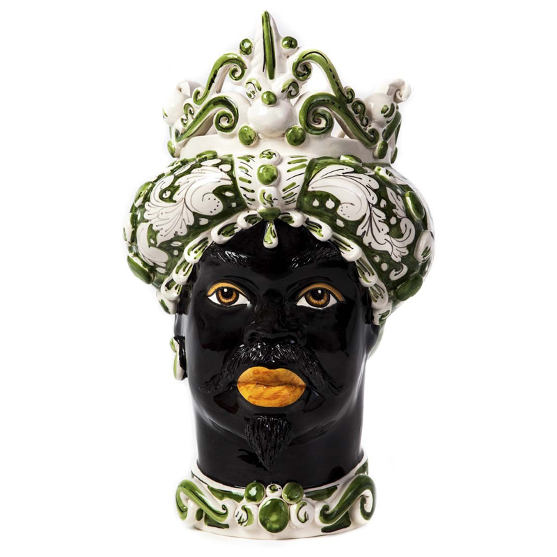 Ваза VASE MORO MAN MEDIUM green Черный Белый Зеленый Ваза VASE MORO MAN MEDIUM green Черный Белый Зеленый в Тюмени | Loft Concept