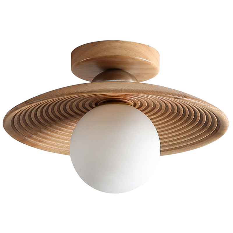 Потолочный светильник Ogata Wooden Light Коричневый Древесина Белое матовое стекло Потолочный светильник Ogata Wooden Light Коричневый Древесина Белое матовое стекло в Тюмени | Loft Concept
