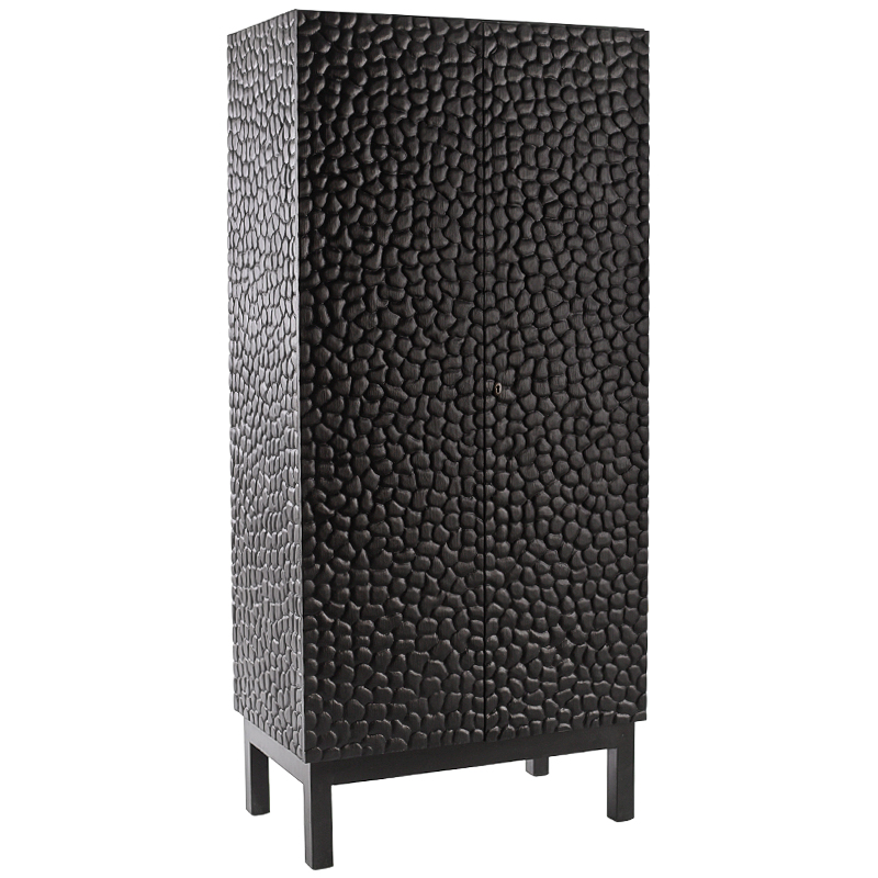 Шкаф Black Pebble Wood Carved Cabinet Черный Шкаф Black Pebble Wood Carved Cabinet Черный в Тюмени | Loft Concept