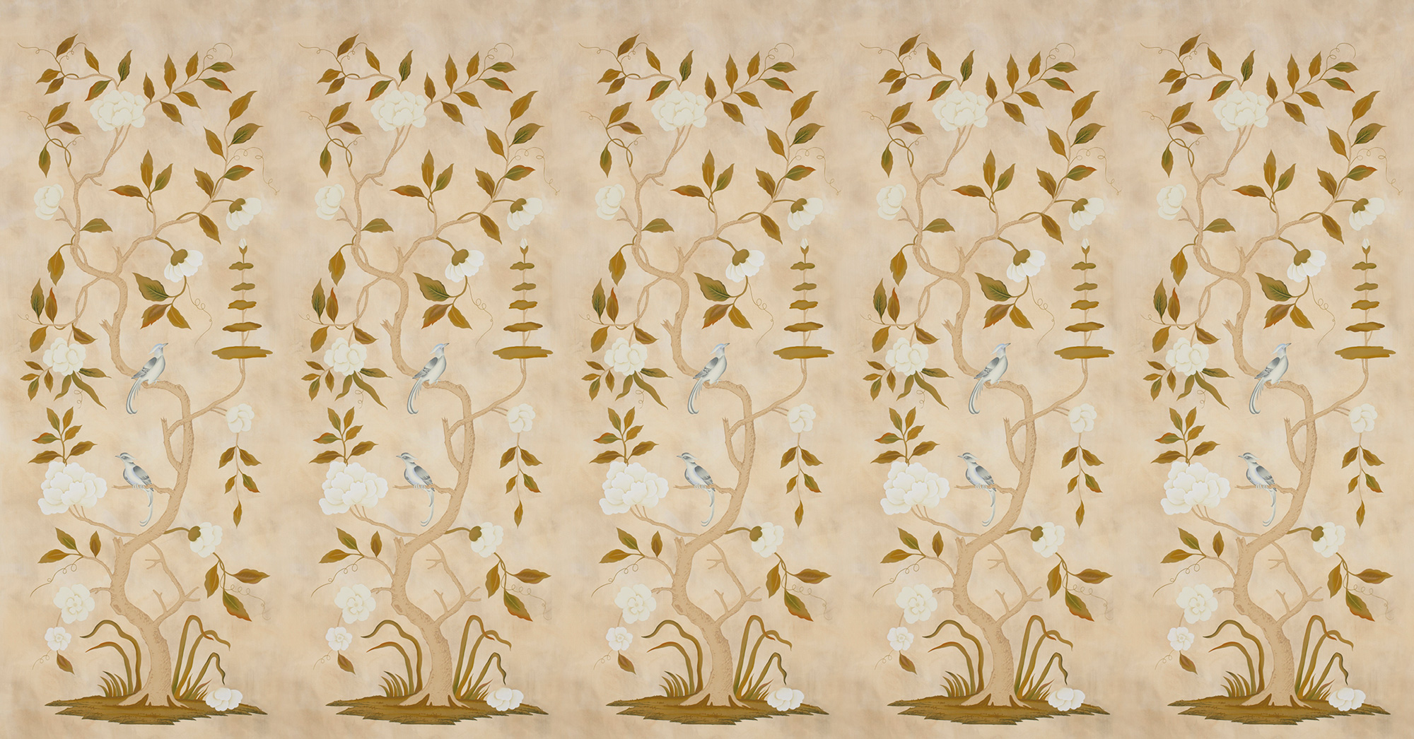 Обои ручная роспись Gustavian Tree of Life Special Colourway on Edo custom white painted silk Обои ручная роспись Gustavian Tree of Life Special Colourway on Edo custom white painted silk - постер Loft-Concept в Тюмени