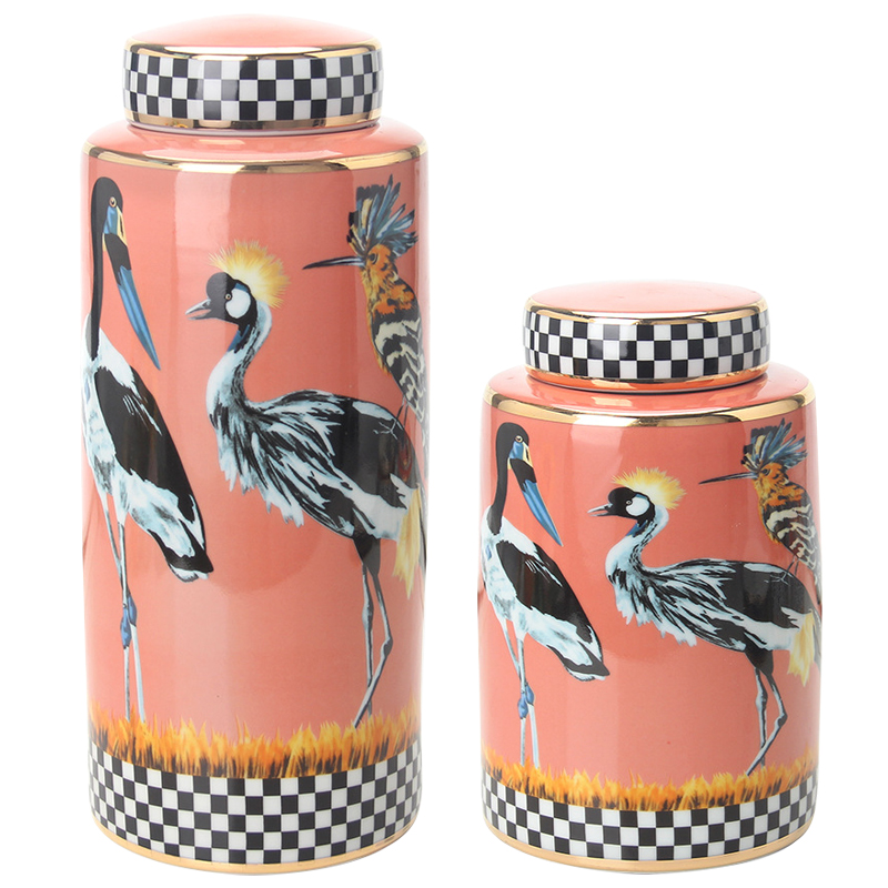 Ваза с крышкой Storks Vase Розовый Лососёвый Черно-белый Мульти Ваза с крышкой Storks Vase Розовый Лососёвый Черно-белый Мульти в Тюмени | Loft Concept