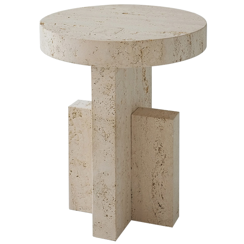 Приставной стол Clarence Travertine Side Table Бежевый Приставной стол Clarence Travertine Side Table Бежевый в Тюмени | Loft Concept