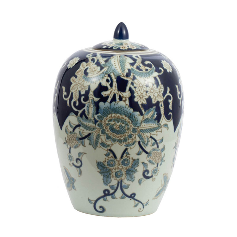 Ваза с крышкой Blue & White Ornament Vase barrel Белый Синий Ваза с крышкой Blue & White Ornament Vase barrel Белый Синий в Тюмени | Loft Concept